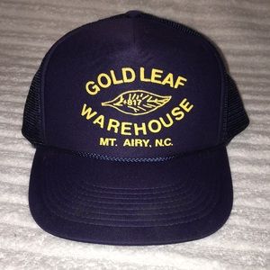 Vintage Gold Leaf Warehouse tobacco Mt. Airy NC Tobacciana SnapBack trucker hat